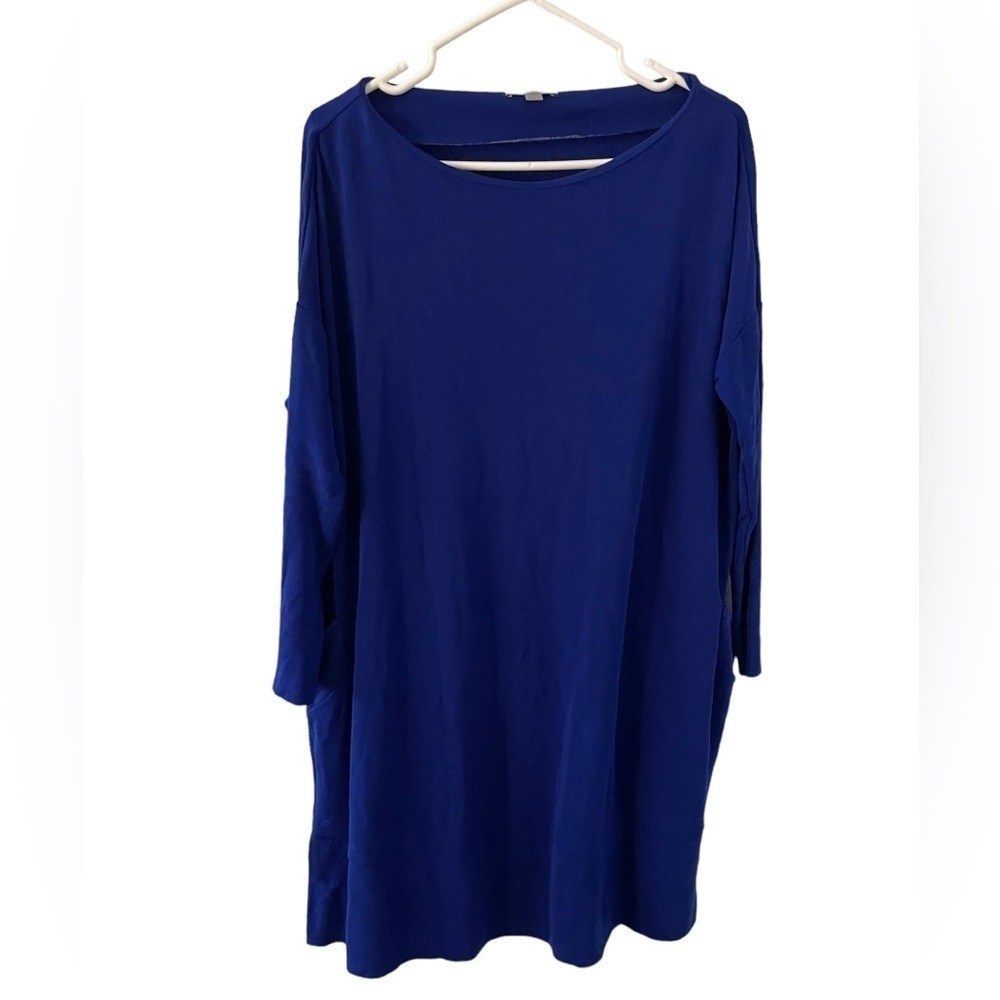 COS Long Sleeve Shift Sweater Dress Pockets Blue Small